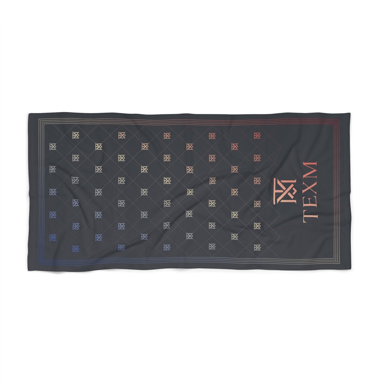 TEXM Nocturne Charcoal Gray gradient monogram beach towel