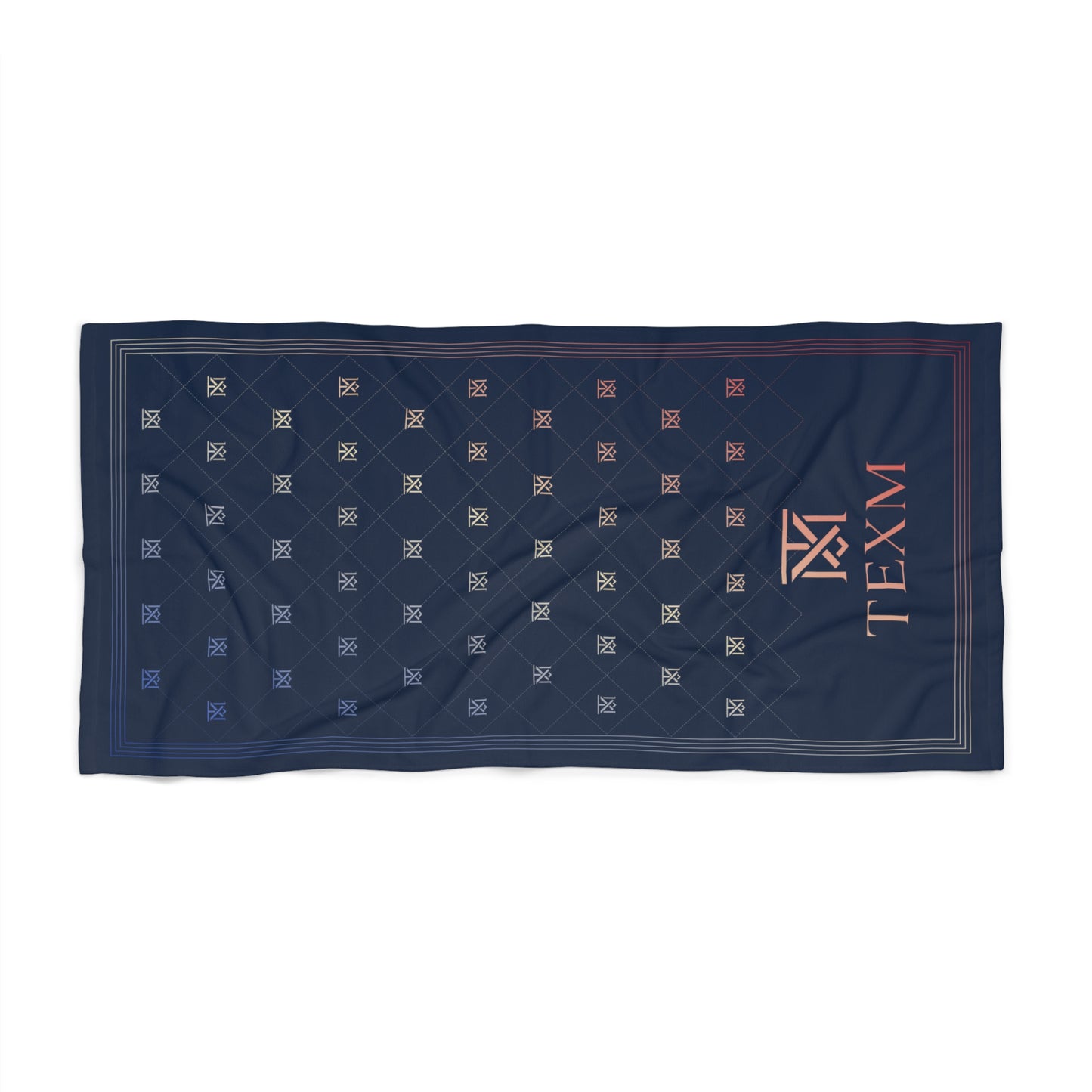 TEXM Nocturne Navy gradient monogram beach towel