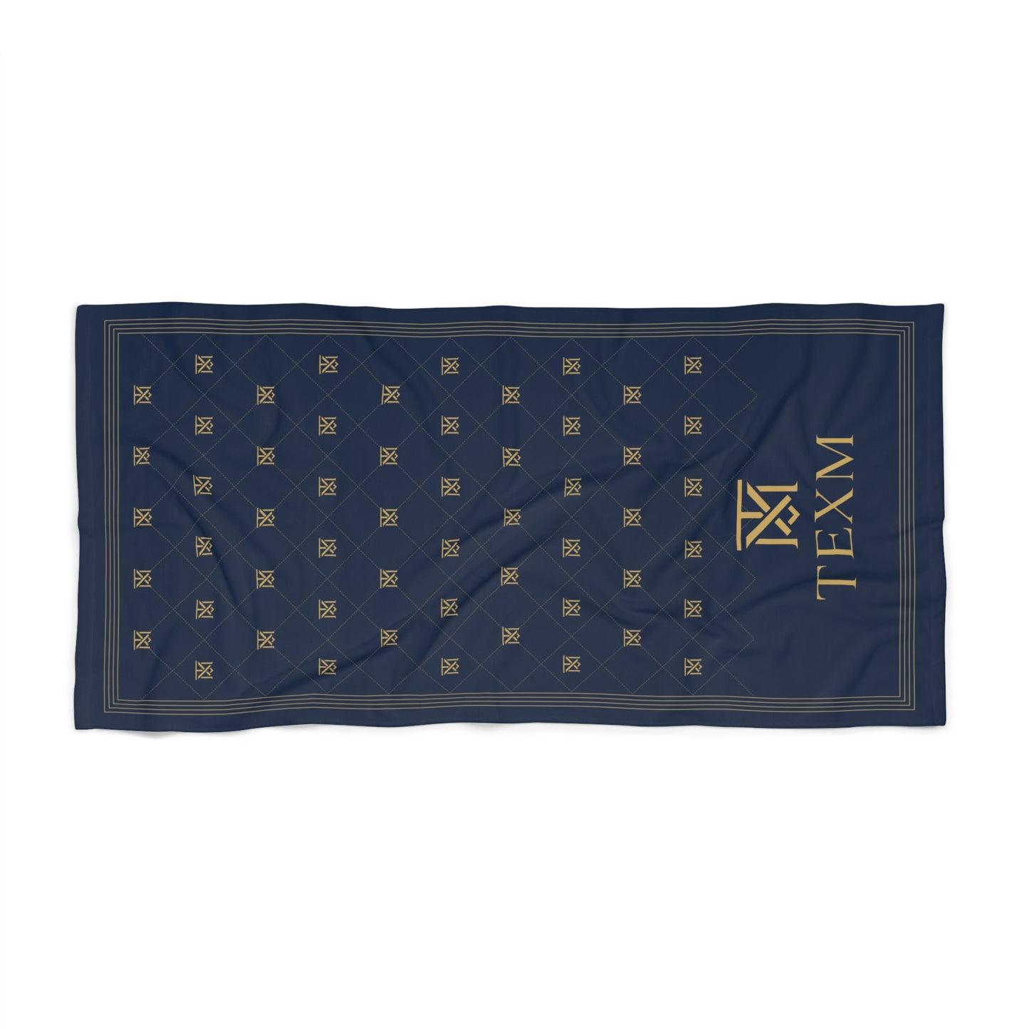 TEXM Heritage Navy & Gold monogram beach towel