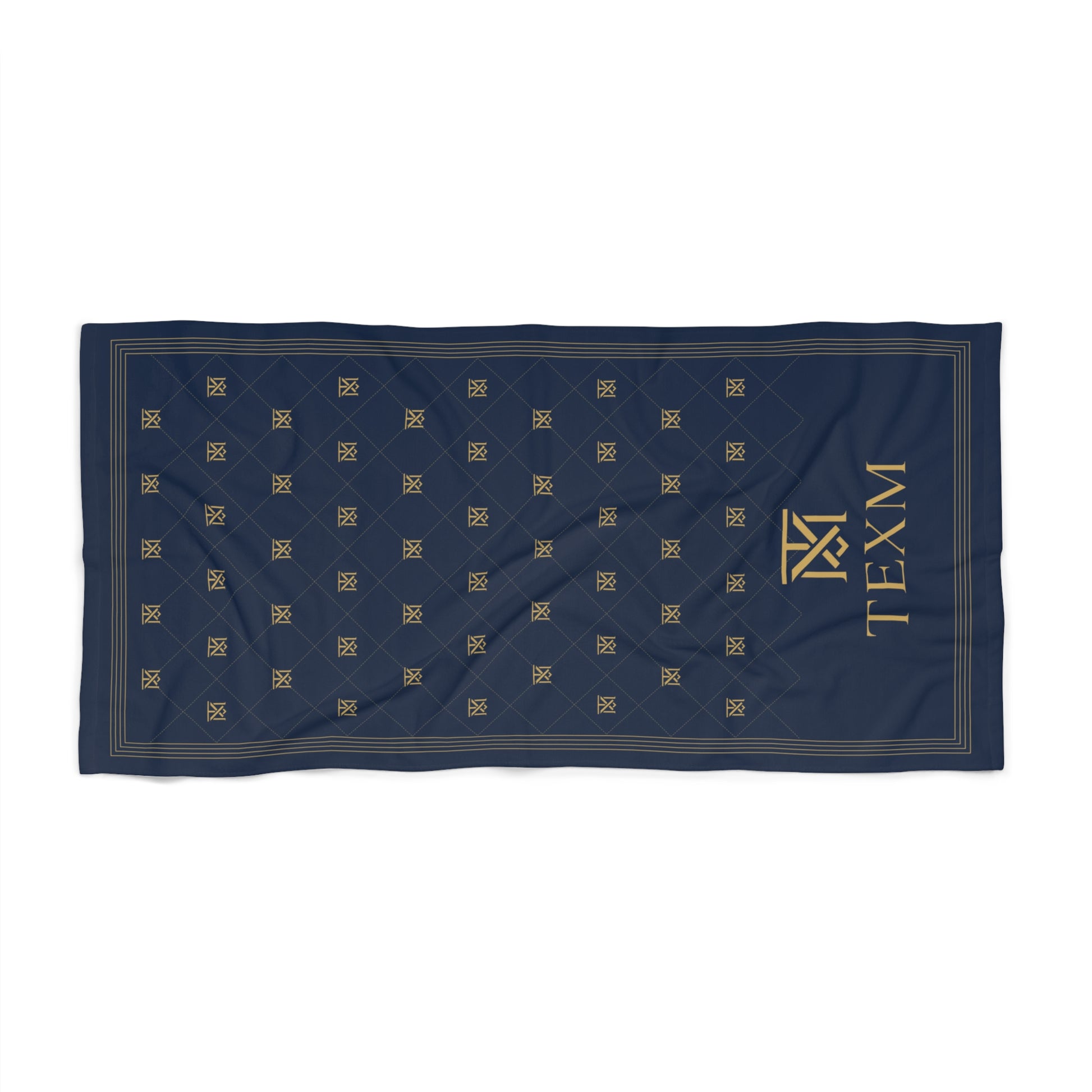 TEXM Heritage Navy & Gold monogram beach towel