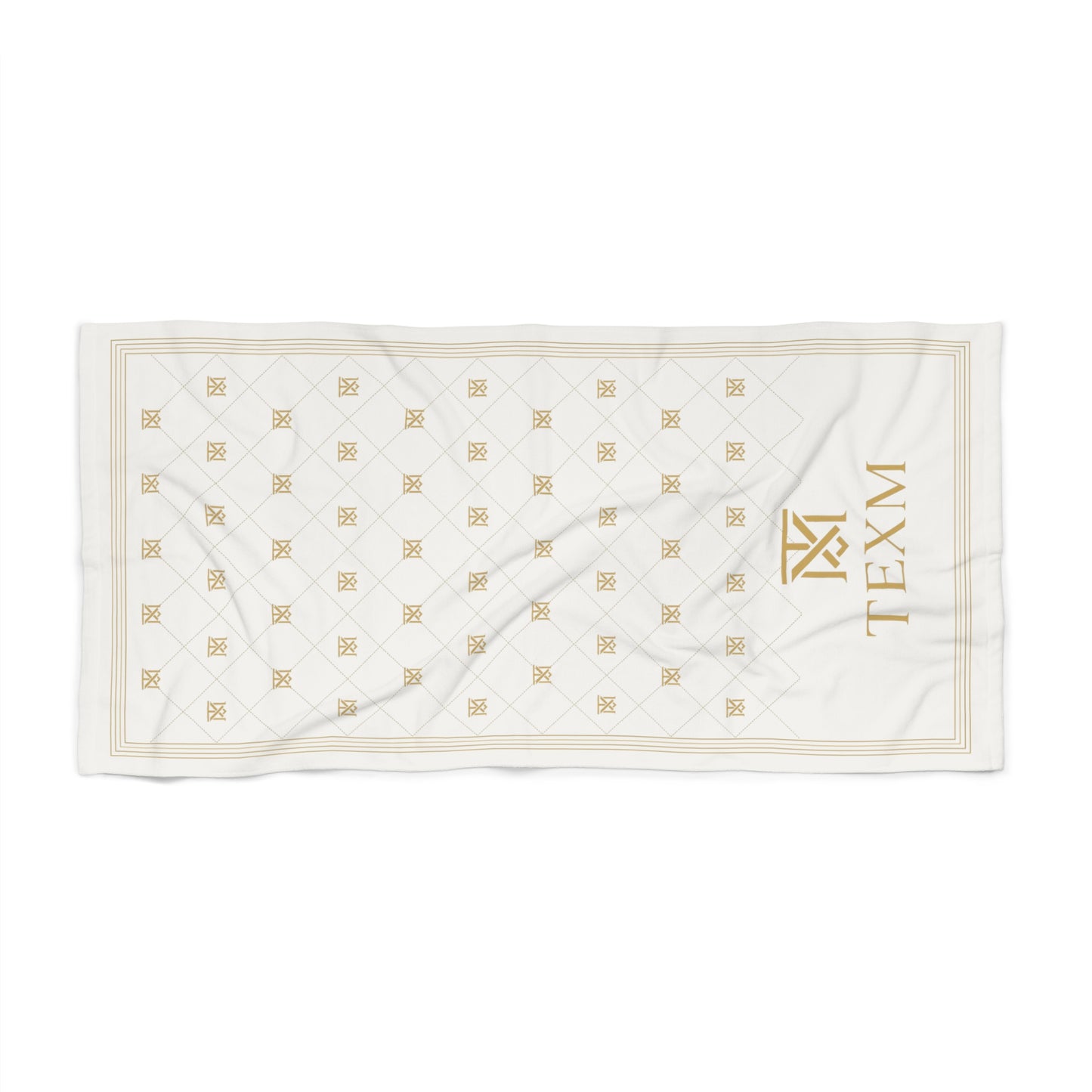 TEXM Heritage Cream & Gold monogram beach towel