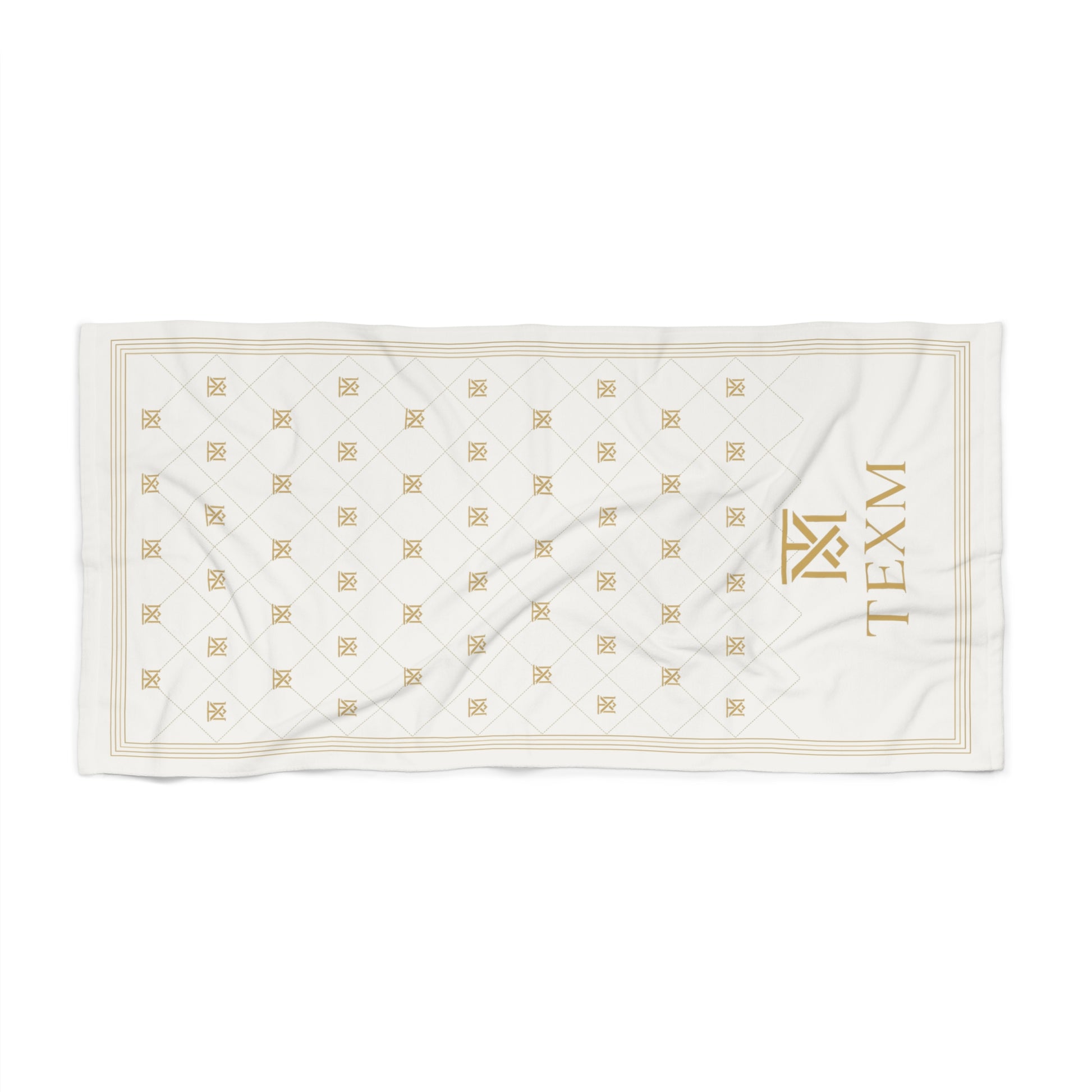 TEXM Heritage Cream & Gold monogram beach towel