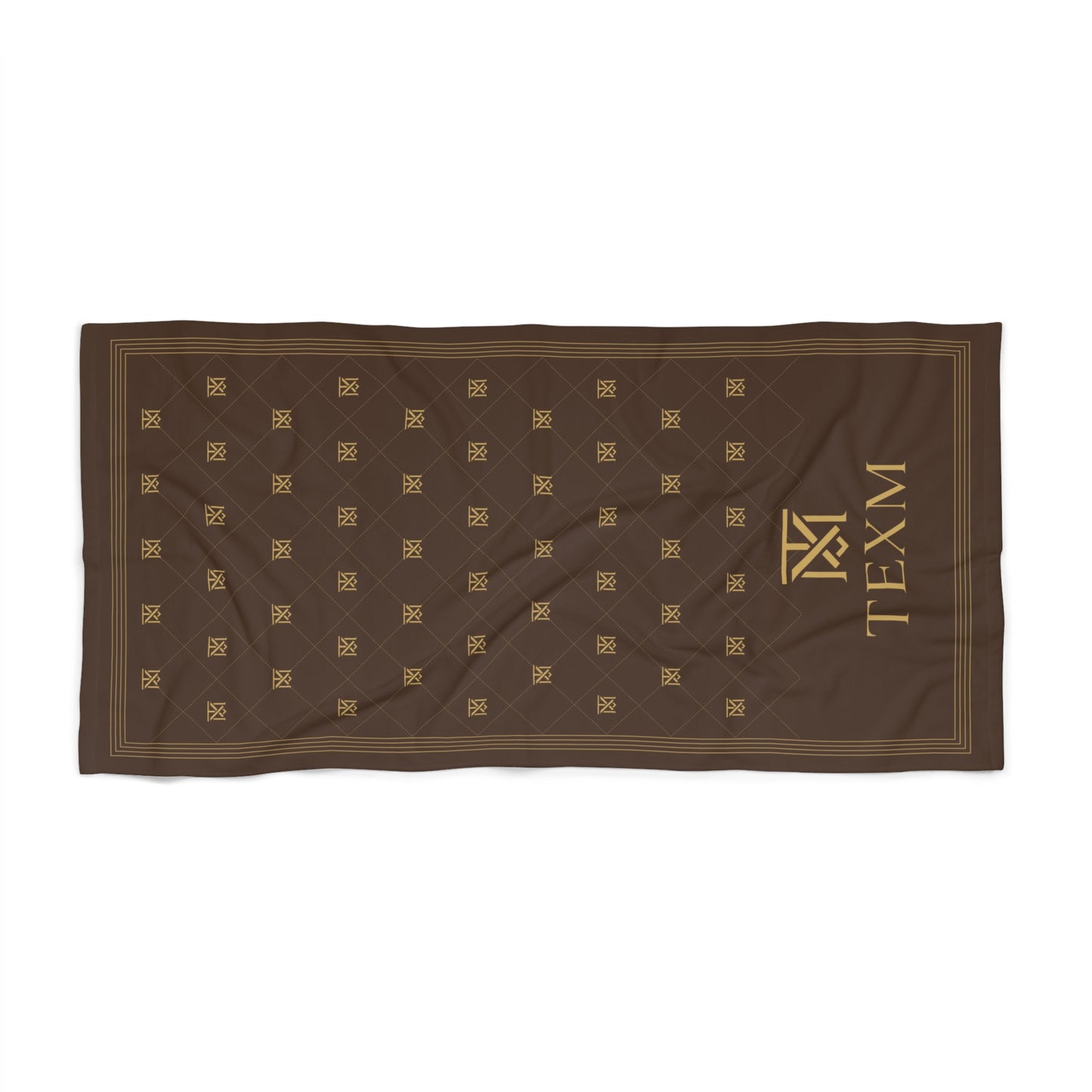 TEXM Heritage Chocolate & Gold monogram beach towel
