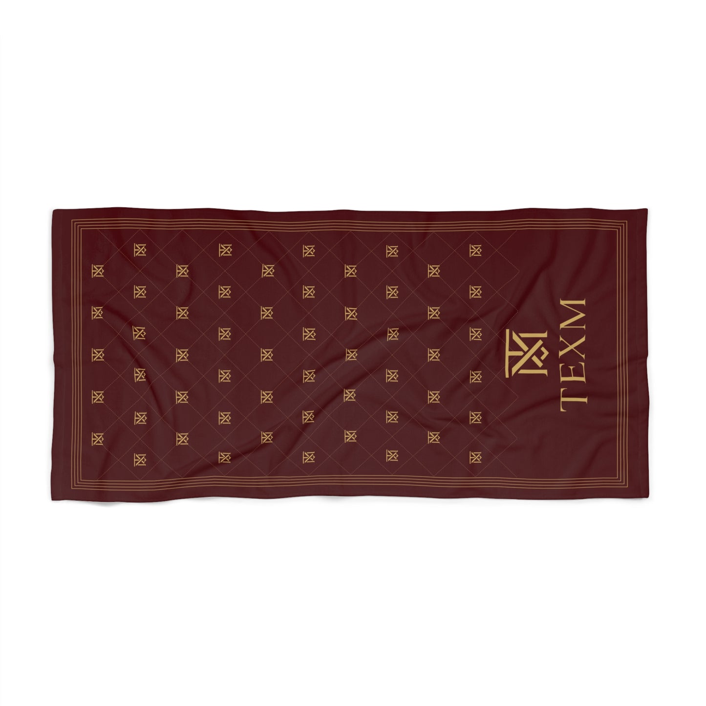 TEXM Heritage Burgundy & Gold monogram beach towel