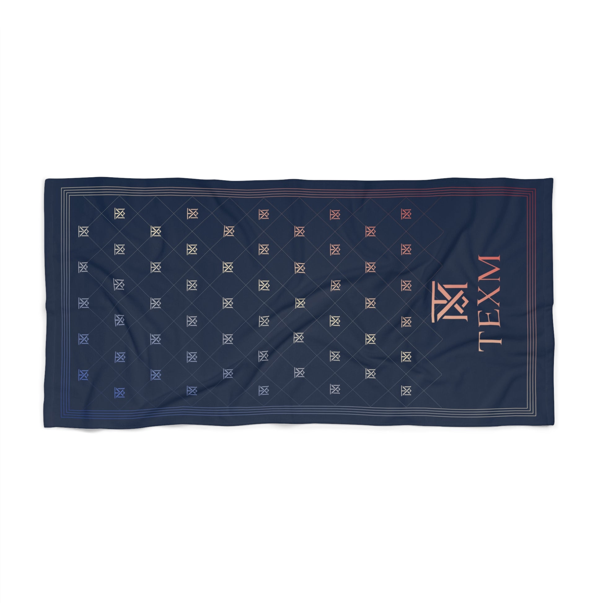 TEXM Nocturne Navy gradient monogram beach towel